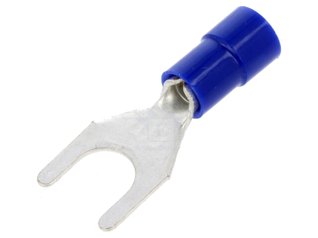 Uiteinde: vork; M6; Ø: 6,3mm; 1,5÷2,5mm2; klemmen; voor draad; blauw Uiteinde: vork; M6; Ø: 6,3mm; 1,5÷2,5mm2; klemmen; voor draad; blauw